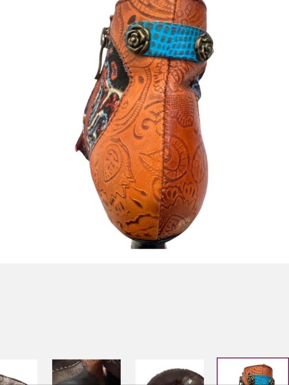Socofy Boho Festivalcore Tapestry Art To Wear Ankle Embossed Boots EU38 -US 7.5 - Picture 4 of 11